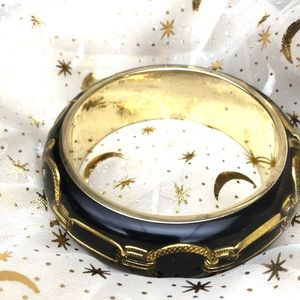 Rare Mid-Century Lucite Bangle Bracelet Gold Chain